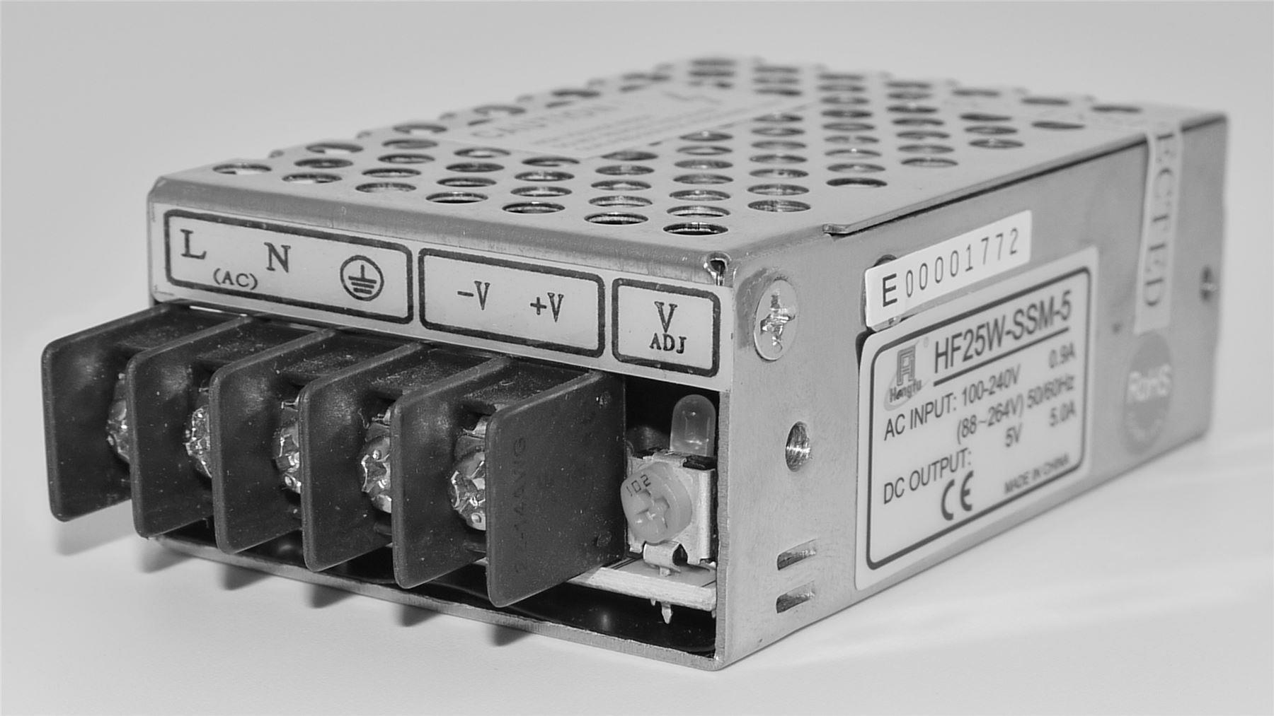 5 volt enclosed switching MINI DC power supply 5V 5A 25W